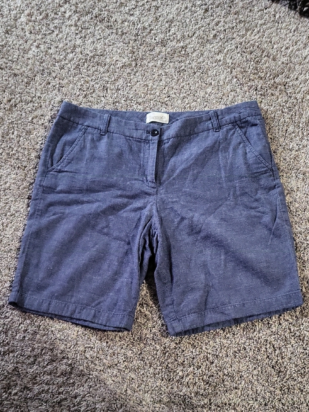 SALE--J. Crew Women's Navy Blue Linen-Blend Bermuda Shorts